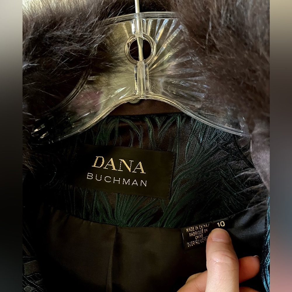 Dana Buchman black/teal peacock coat - Picture 2 of 5